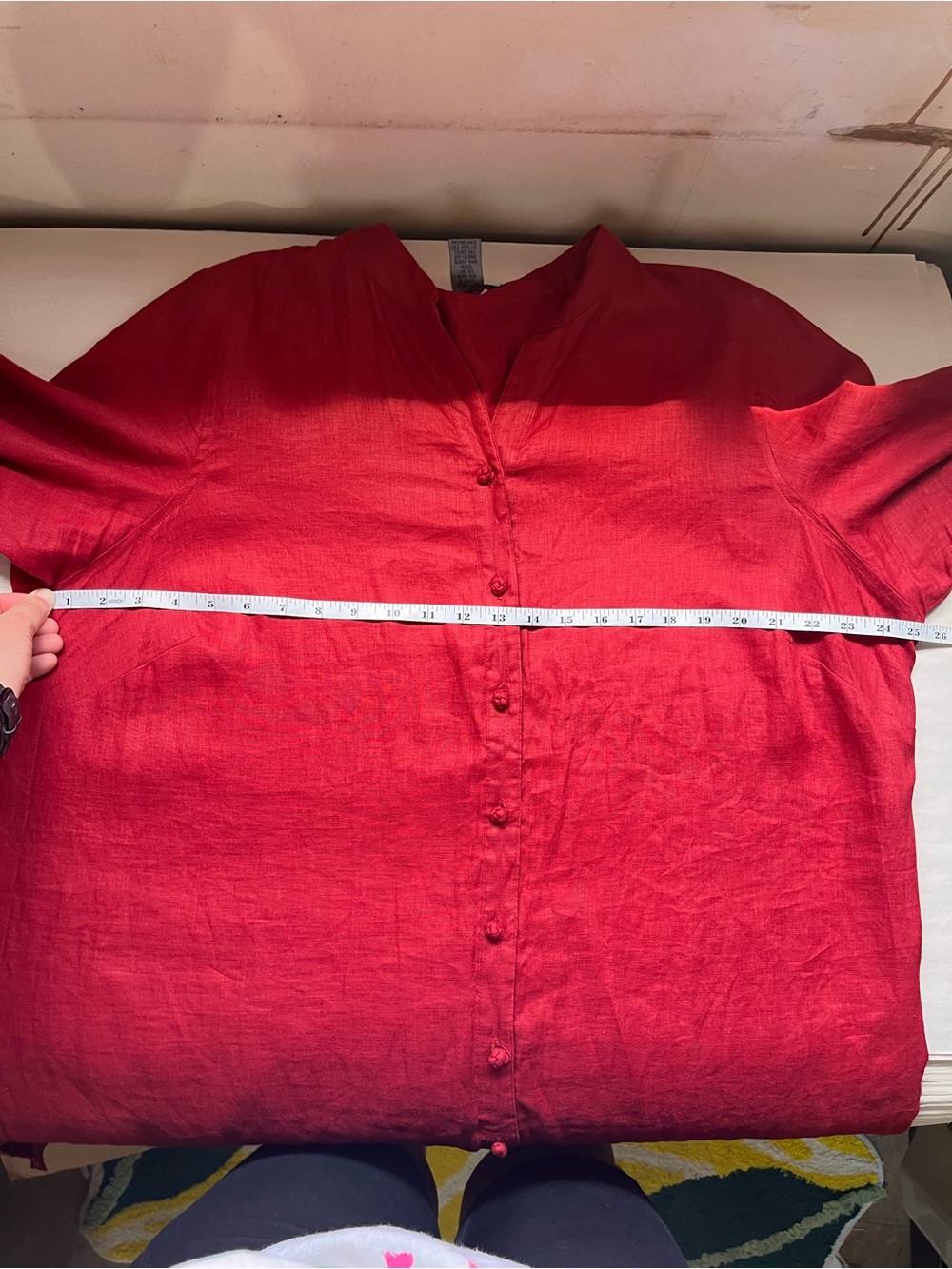 Alexandra Bartlett 100% Linen Red Midi Button-Front Shirt Dress 2X - Picture 9 of 10